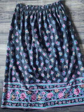 Basic Essentials Vintage Floral Elastic Waist Skirt